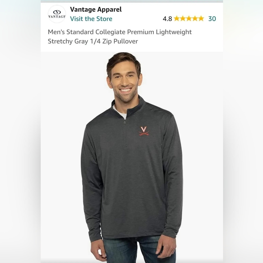 University Of Virginia (UvA) - Vantage Gray 1/4 Zip Pullover
